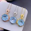 Colgante de Topacio Azul Cielo Enviado Tamaño de la Piedra Principal Aprox. 12*12mm Plata 925 Mano de Obra Fina Incrustación