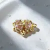 Color Oro 18K Conservación del Color Broche de Doble Fila Corazón de Zircón Conector para Collar y Pulsera Accesorios de Joyería DIY de Alta Gama Venta al por Mayor