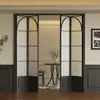 Puerta corredera de cristal retro, tres-cuatro-cinco enlaces, puerta de empuje-tirón ultraestrecha, aleación de aluminio, plegable, mampara PD, hecho a medida