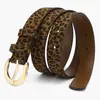 Cinturón de Terciopelo con Estampado de Leopardo Piel de Pollo Tendencia Retro Hebilla de Metal Versátil Moda de Gama Alta Decorativo para Pantalones