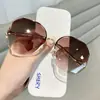 Gafas de sol de moda sin montura con borde cortado, protección UV, gafas de sol de estilo urbano moderno, gafas de sol de alta gama de moda