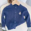 Chaqueta cárdigan para niña, suéter de cuello redondo para niño, nuevo top bordado estilo coreano de otoño e invierno, suéter tejido