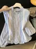 Camisa feminina de manga longa com babados estilo coreano, novo modelo para o início do outono de 2026, top estilo boneca petite