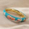 Pulsera Esmalte Cloisonné Brocado Moda Nacional Nueva Doble Hueca Estilo Étnico Retro Joyería Pulsera para Mujer