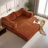 Sofá de Tecido Estilo Vintage para Sala de Estar, Sofá-Cama Dobrável de Uso Duplo Estilo Americano de Linha Reta para Dois ou Três Lugares para Apartamentos Pequenos, Modular Retrô