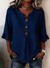 Nuevo Top de Verano para Mujer Estilo Europeo y Americano, Cuello en V, Estampado Floral de Manga Media, Moda Transfronteriza Casual de Moda