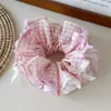 Scrunchie de Laço de Fita Xadrez Azul Faixa de Cabeça Fofa de Gato Laço de Cabelo para Meninas Flor de Cabelo Acessório de Cabelo Infantil