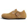 Sapatos Boken com tudo incluído em couro legítimo, forro de lã, sapatos de bico grande, sapatos peludos, retrô, bico redondo, sapatos grandes de algodão, sapatos Boken preguiçosos e sem cadarço