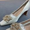 Zapatos de tacón alto elegantes de estilo francés para mujer, nuevos zapatos de tacón de aguja de moda 2024