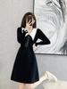 Vestido de Celebridad Estilo Xiaoxiangfeng para Mujer 2024 Otoño e Invierno Nuevo Estilo Coreano Vestido Suéter de Longitud Media de Cintura Alta Línea A