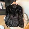 Depósito de Qualidade Veludo de Seda Elegante Mãe Novo Estilo Chinês Estilo Nacional Camisa Mulheres Toque de Alta Qualidade Outono/Inverno Novo Top Solto