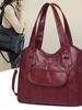 Bolsa Tote de Couro Macio com Múltiplos Bolsos para Atacado Transfronteiriço Novo Modelo 2026 Bolsa de Ombro de Grande Capacidade Textura Simples Bolsa Feminina