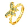 Anillo Mariposa Degradado de Color Esmalte Plata Esterlina S925 para Mujer Personalidad Apertura Nicho Diseño Avanzado Regalo Tanabata