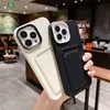 Adequado para iPhone 18 Pro Max Capa de Silicone Fosco com Porta-Cartão Três em Um Capa para Celular Apple 17 13/16 Simples