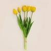 Tulipa Artificial de Borracha Macia com 5 Cabeças Decoração para Sala de Estar Adereços para Fotografia Tulipa de Látex Buquê de Flores Artificiais de Alta Qualidade