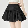 Falda floral en blanco y negro, nuevo estilo de verano 2026 para mujer, falda abullonada, falda corta, falda de paraguas de cintura alta, falda línea A, culottes