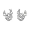 Estilo K de Brincos Pequenos e Simples de Galho de Veado, Femininos Cheios de Diamantes, Brincos Personalizados Populares Estilo Floresta de Alces, Joias de Alta Qualidade na Moda