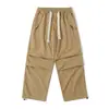 Pantalones Cargo tipo Jogger Rectos de Pierna Ancha de Nueva Colección Otoño Estilo Americano High Street Sueltos de Cintura Alta con Cordón Plisados