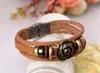 Joyería Punk Creativa, Joyería de Cuero, Pulsera Versátil Unisex, Decoración de Flor de Aleación, Pulsera Hecha a Mano con Cuentas