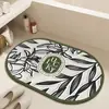 Tapete de Chão de Terra de Diatomáceas Estilo Americano Floral para Banheiro, Entrada de Vaso Sanitário, Tapete Antiderrapante, Tapete Absorvente de Secagem Rápida para Banheiro