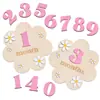 Tarjeta de Hitos de Bebé de Madera Tarjeta de Mes de Recién Nacido Tarjeta de Mes de Hito Tarjeta de Madera Números Reemplazables Flores DIY
