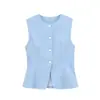 Venta al por mayor transfronteriza 2026 Moda europea y americana versátil casual simple con botones cuello redondo sin mangas chaleco para mujer B22675