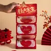 Feliz Día de San Valentín Chino Sobre Plegable Rojo con Diseño Creativo para Atmósfera de Ceremonia Festiva, Sobre Plegable 3D Estampado en Oro