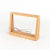 Porta-retrato luminoso de madeira maciça em forma de T para mesa, dupla face, trapezoidal criativo, moldura LED, DIY, madeira oca, mesa de fotos avançada