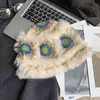 Gorro de Lana de Pelo de Conejo para Mujer, Otoño e Invierno, Lindo Sombrero de León de Felpa Cálido Estilo Chino, Hecho a Mano, Sombrero de Cabeza de Tigre Adelgazante