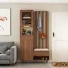 Zapatero para Entrada de Casa con Banco para Cambiarse los Zapatos, Gabinete Integrado para Recibidor, Biombo para Sala de Estar con Perchero, Gabinete Divisor de Sofá