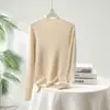 Suéter de Meia-Gola Outono e Inverno 100% Caxemira Pura Tricotado Cor Lisa Listras Largas Manga Longa para Mulheres
