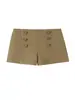 Ropa de mujer de venta caliente transfronteriza en Amazon para el otoño de 2026: Conjunto de dos piezas para mujer: chaqueta corta de trabajo con cuello alto y shorts de doble botonadura