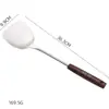 Espátula de Acero Inoxidable 304 con Mango de Madera Set de Utensilios de Cocina para el Hogar Espátula para Saltear con Mango de Madera Cucharón para Sopa Cuchara Ranurada Utensilios de Cocina para Cocinar