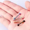 Pendientes de barra recta de acero inoxidable de 1,2/1,6 mm para dientes externos, piercing para lengua, uña, hueso de la oreja, joyería para piercing en la lengua.