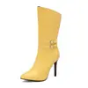 48 Botas desejo Botas de Tamanho Grande Salto Fino Bico Fino Sexy Botas de Cano Curto para Palco 40 Comércio Exterior Novas Botas de Cavaleiro Salto Super Alto para Mulheres