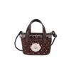 Bolsa infantil de cordero lindo de dibujos animados, elegante bolsa cruzada de gamuza con lunares para niñas, mini bolso cubo de cuadros con encaje