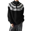 Suéter Navideño Fair Isle de Media Cremallera para Hombre Talla Grande Popular Europea Cuello Alto Moderno Venta al por Mayor de Fábrica