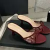Sandalias de malla sin cordones impresionantes para mujer, nuevo calzado de verano para exteriores, estilo minimalista francés, sandalias de tacón de aguja para vacaciones