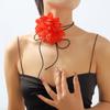 N11194 Collar con correa de flor de tela europea y americana estilo francés sexy moda chocker cadena de cintura exagerada con hilo de cera