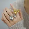 Anillos Versátiles Asimétricos Chapados en Oro de 18K Europeos y Americanos Transfronterizos para Mujer, Anillos Abiertos Vintage de Alta Gama para Mujer al por Mayor