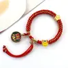 Pulsera Thangka Estilo Tíbet con Cinco Deidades de la Riqueza, Pulsera Tejida a Mano con Tara Verde y Cinco Santos, Pulsera Caja Gahu