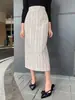 Nova Saia Pied-de-Poule com Caimento para Mulheres, Outono e Inverno Nova Moda Cintura Alta Comprimento Médio Evasê Afinando Saia Lápis