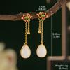 Nuevos pendientes de estrella de estilo étnico, elegantes y de estilo nicho chino, a la moda, largos y combinables con esmalte de jade de imitación para mujer.