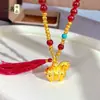 Colar com Pingente de Cavalo Tang Banhado a Ouro Antigo com Strass Feito à Mão Ni Xin para Mulheres Acessório de Corrente para Suéter Estilo Chinês Riqueza Instantânea DIY