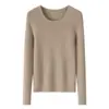 Nuevo Invierno 12 Pines Canalé Color Sólido Suéter de Cachemir Cuello Redondo Tejido para Mujer Delgado Moda Casual Tejido