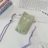 Bolso Cuadriculado para Teléfono Móvil de Mujer, Bolso Cruzado Pequeño a la Moda, Bolso de Hombro Casual Japonés y Coreano, Portamonedas y Tarjetas, Mini Bolsa de Almacenamiento