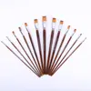 Amazon Pincel de Mango Largo 13 Cerdas de Nylon Tubo de Cobre Mango de Madera Pincel para Pintura al Óleo Transfronterizo Bolígrafo para Pintura Acrílica Acuarela Venta al por Mayor