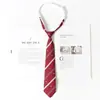 Corbata Jk Borgoña para Mujer, Estilo Japonés, Corbata de Rayas Perezosas Sin Nudo, Uniforme Académico, Foto de Graduación, Accesorio de Uniforme Escolar