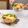 Tazón de Acero Inoxidable con Tapa y Doble Asa para Snacks, Vino de Arroz, Ensalada, Salsa para Hot Pot, Papas Fritas, Fruta y Pequeños Platos Fritos