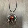 Flor de Peônia Cloisonné Cadeado Ruyi Bolsa Pingente de Franja Vintage Oco Auspicioso Acessórios de Colar Feminino Pingente Colar